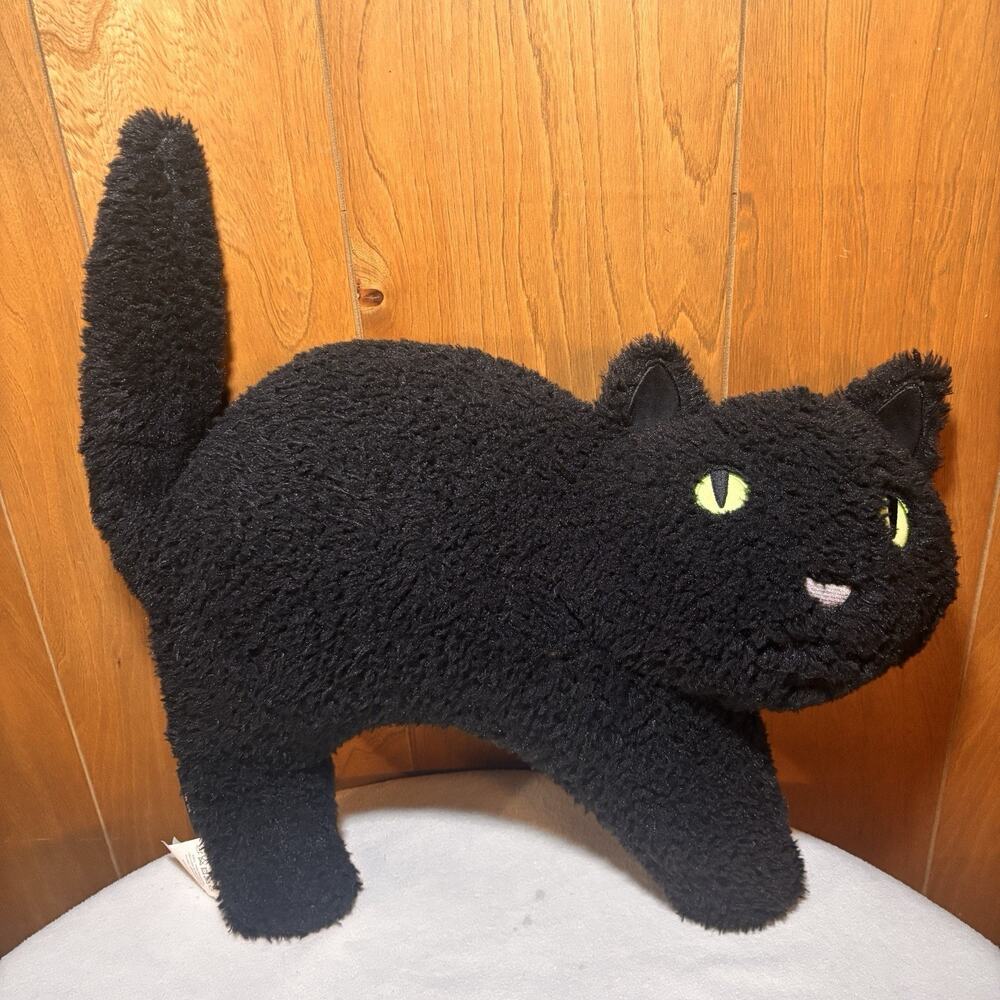 Cynthia Rowley Curious Black Cat Plush Pillow Stuffed Animal 22” Halloween Decor
